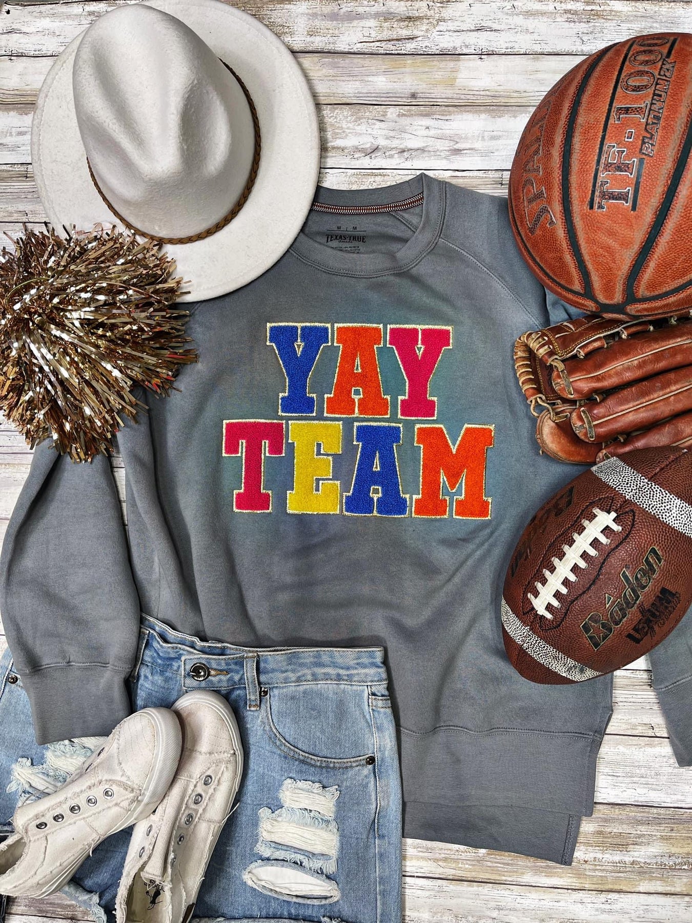 Yay Team Appliqué Grey Sweatshirt by Texas True Threads – Horse Creek ...