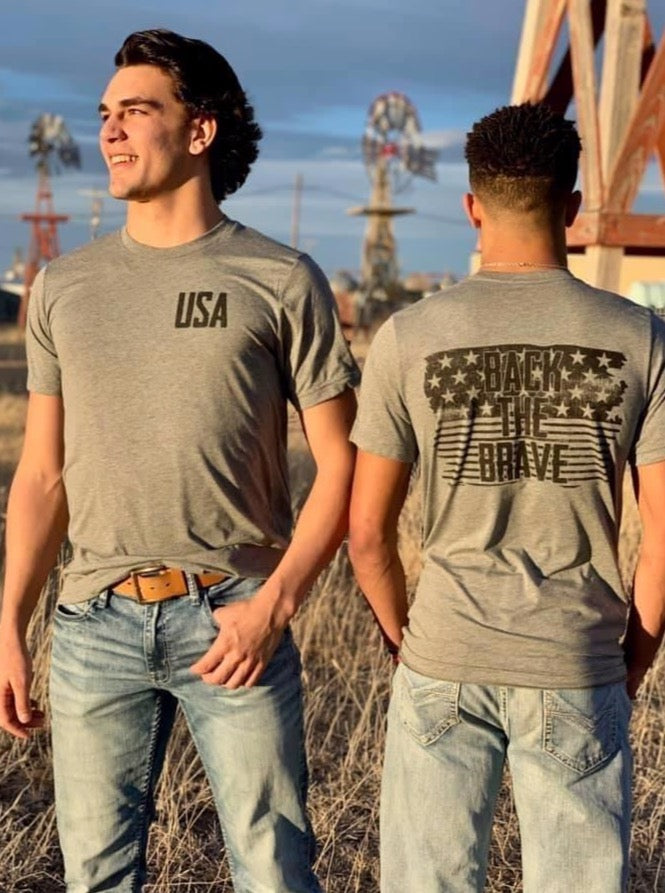 Back the Brave Grey Tee by Texas True Threads
