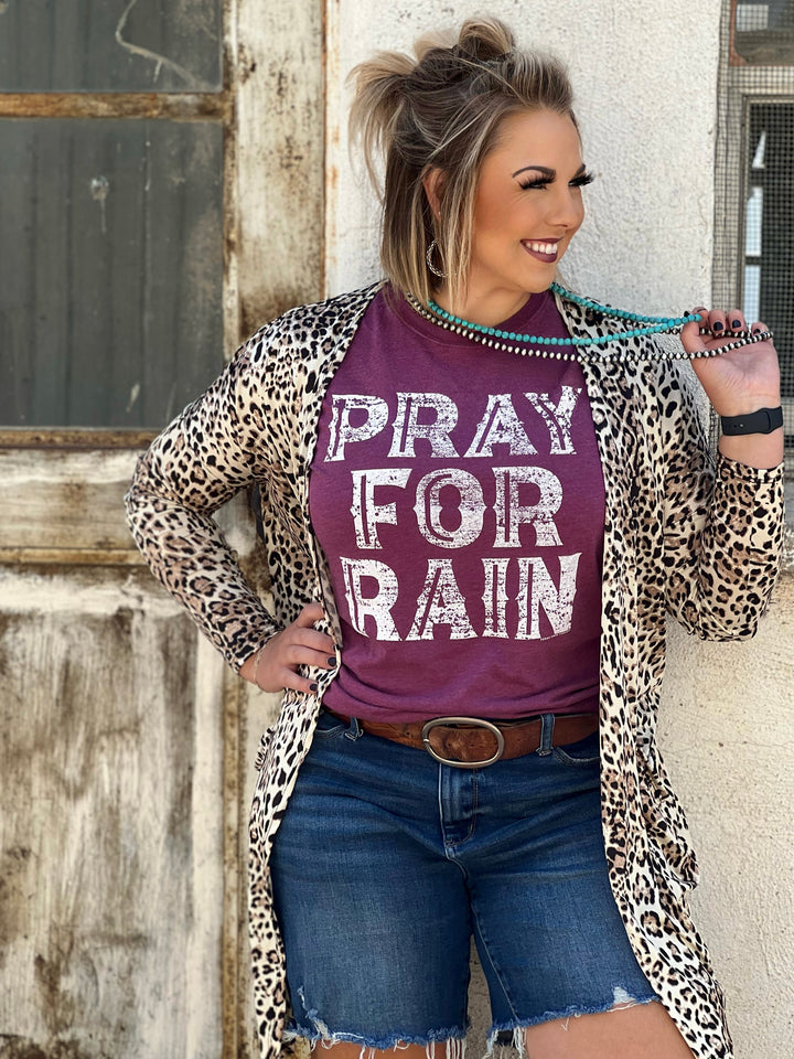 Pray for Rain Magenta Graphic Tee by Texas True Threads
