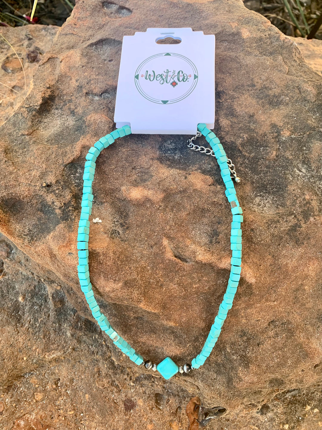 Stormie Turquoise Cubed Choker Necklace