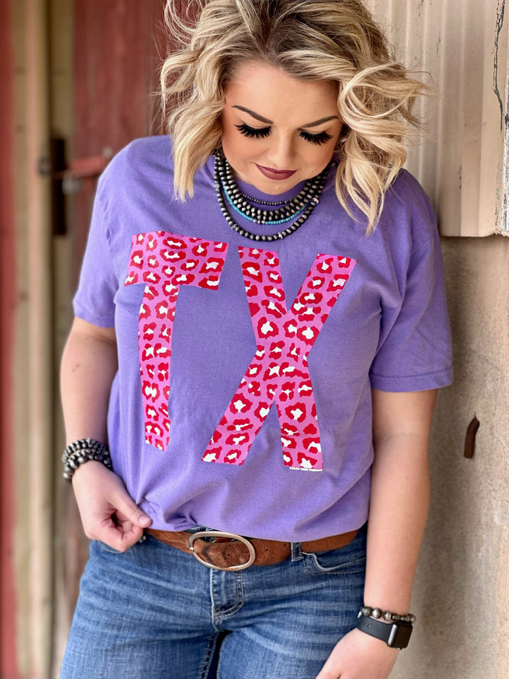 Pink Leopard TX Shortsleeve Graphic Tee by Texas True Threads