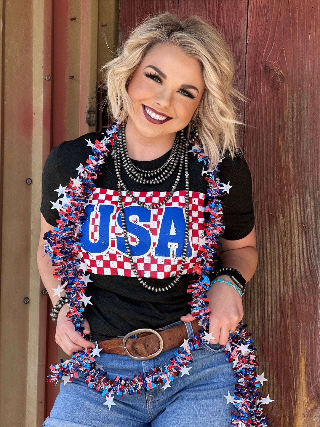 Checkered USA Graphic Tee by Texas True Threads