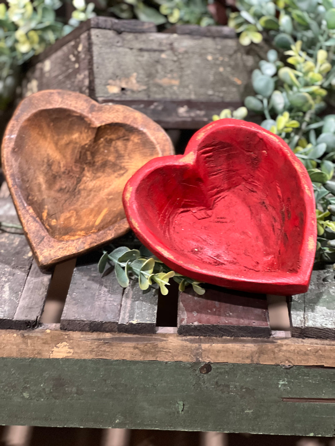 Mini Heart Carved Wooden Bowl