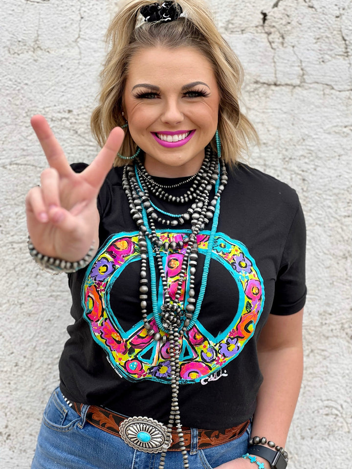 Callie's Peace Sign Black Graphic Tee by Texas True Threads