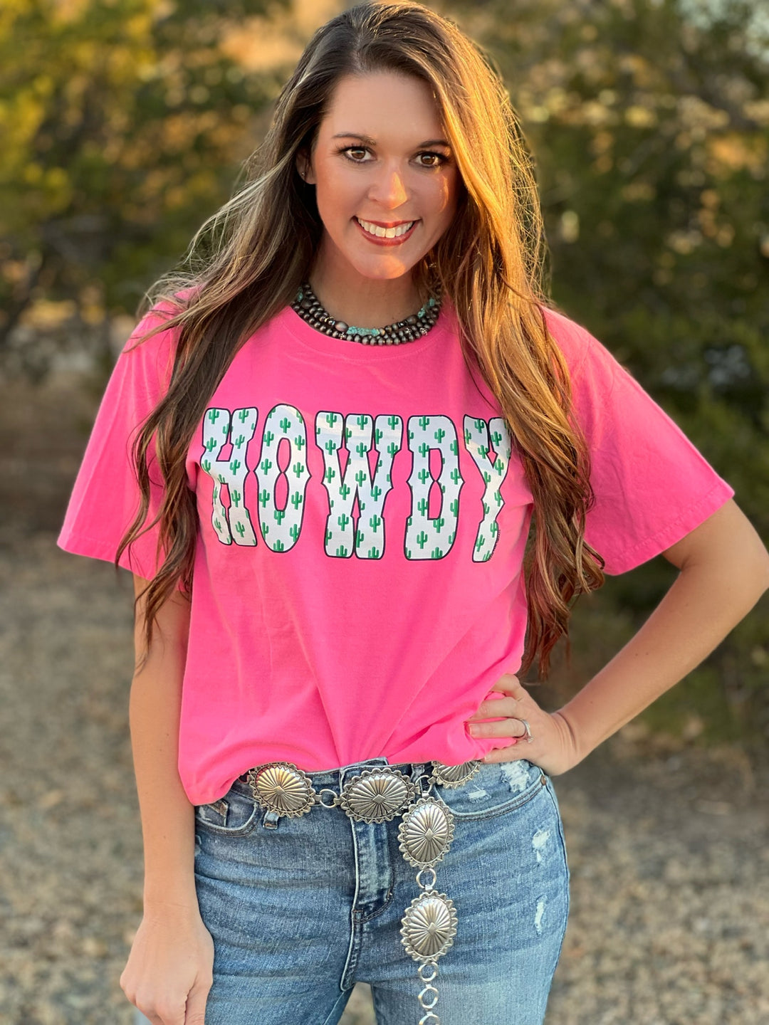 Pink Howdy Cactus Tee By Texas True Threads