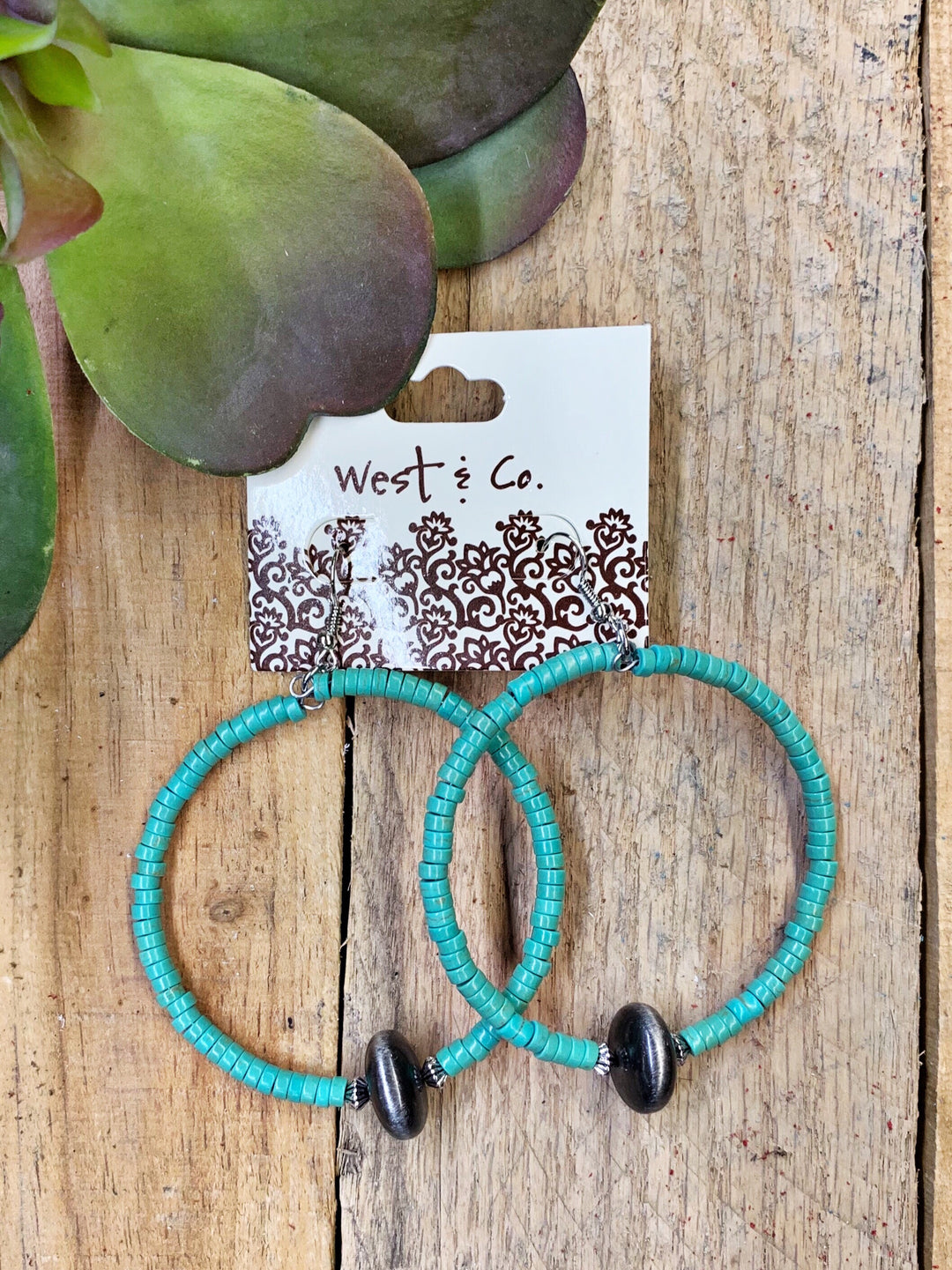 Turquoise Hoops Earrings  West & Co - Horse Creek Boutique