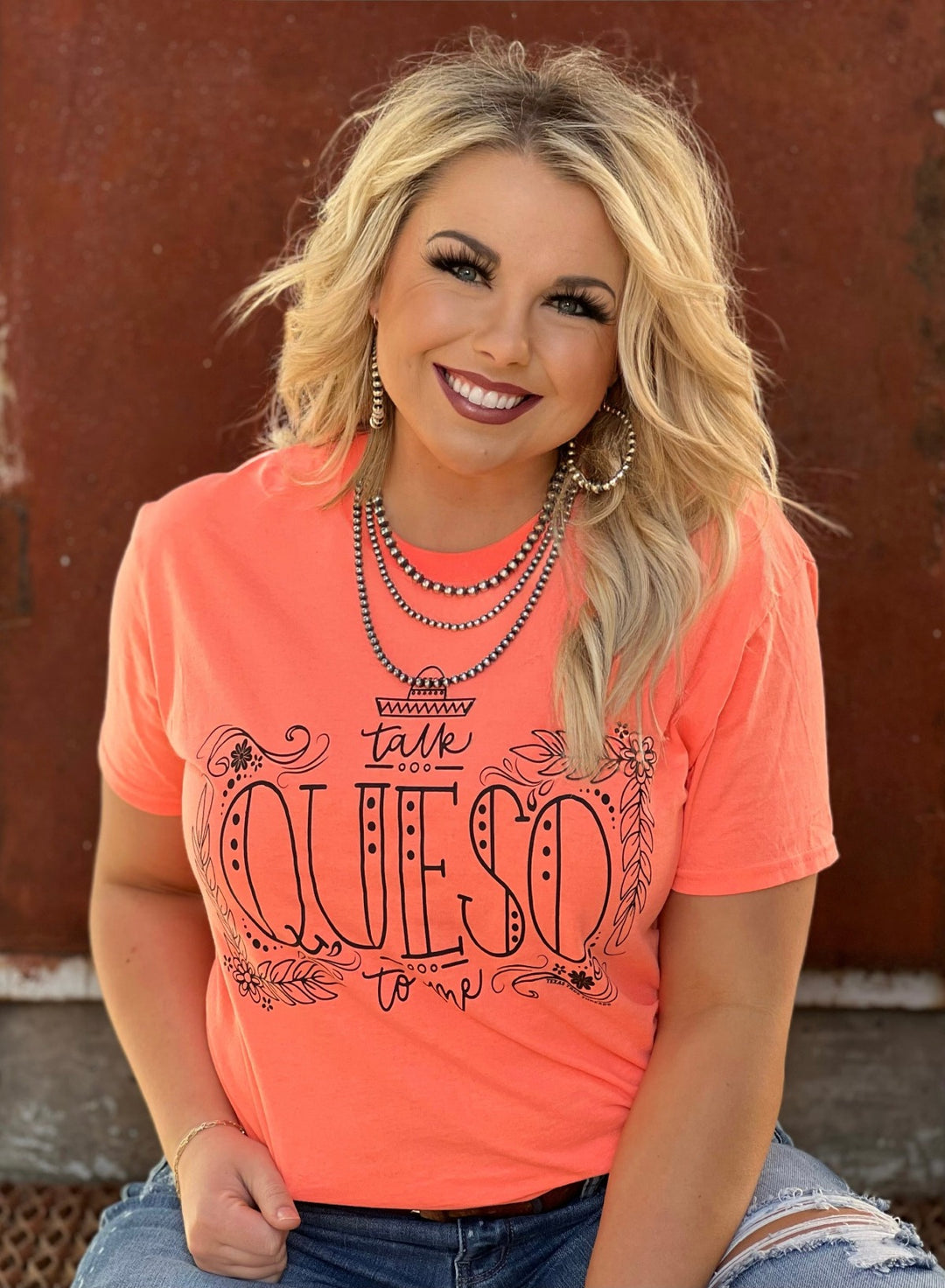 Talk Queso to Me Orange Graphic Tee by Texas True Threads