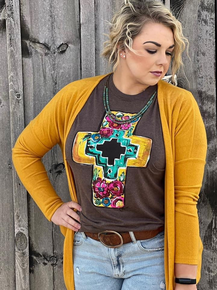 Callie’s Floral Cross Graphic Tee by Texas True Threads