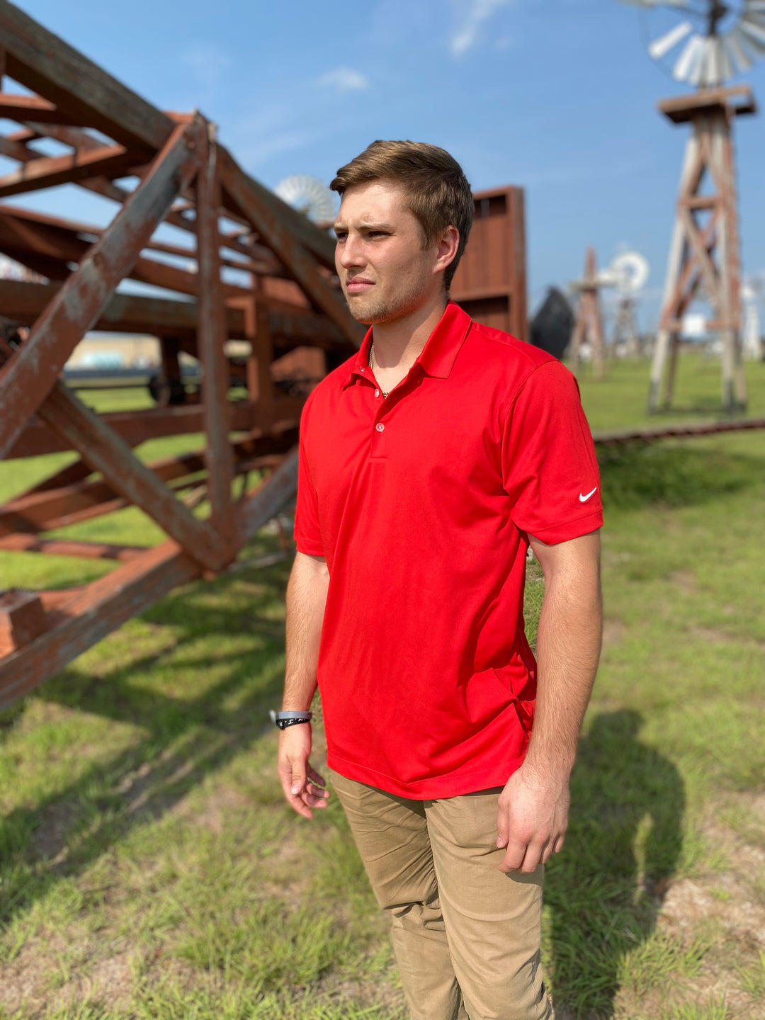 Red Nike Golf Dri-Fit Polo