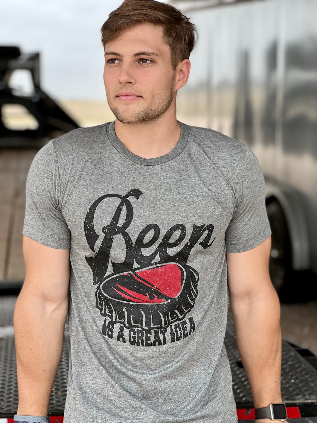 Beer is a Great Idea Graphic Tee by Texas True Threads