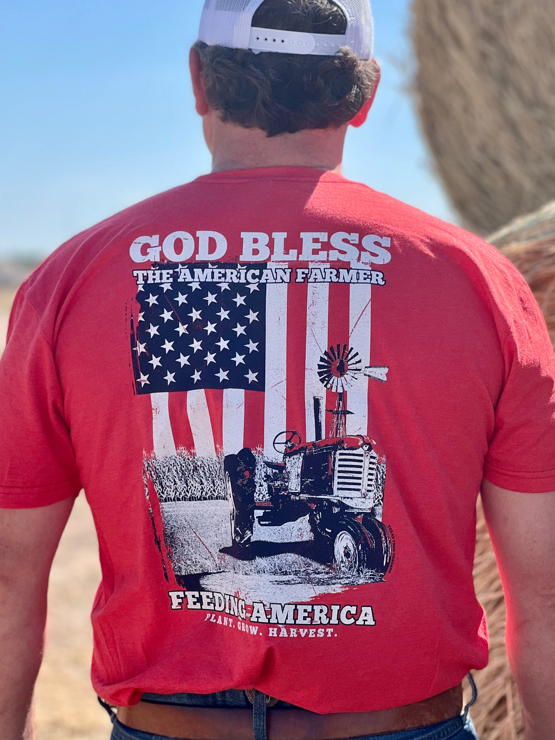 God Bless the American Farmer Red Tee