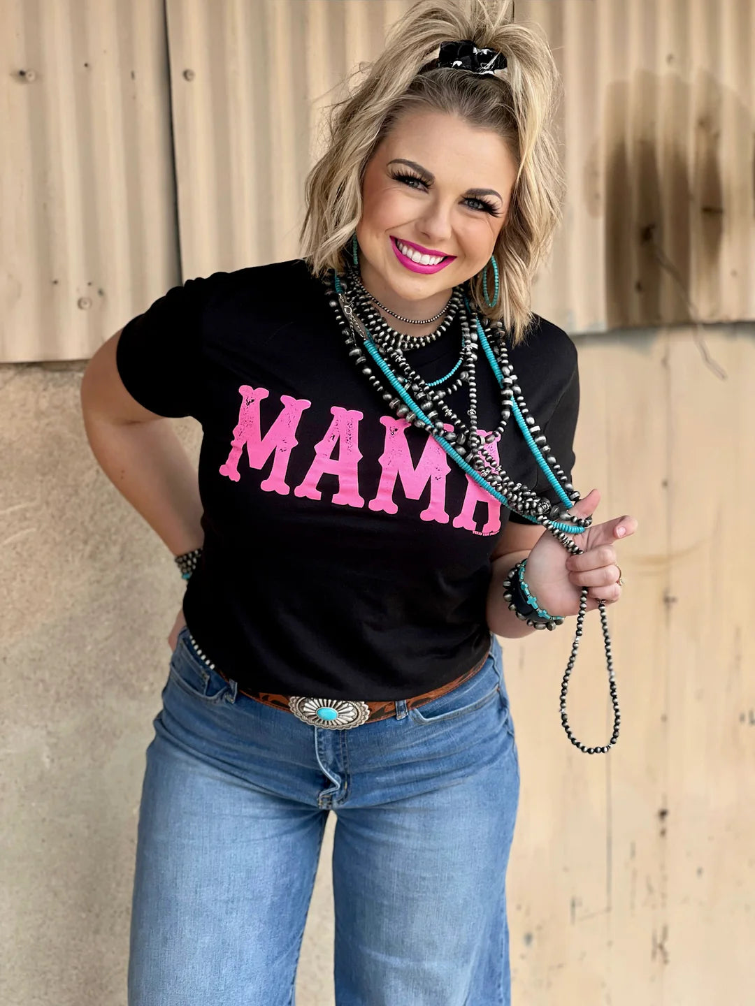 Mama in Pink Graphic Tee by Texas True Threads